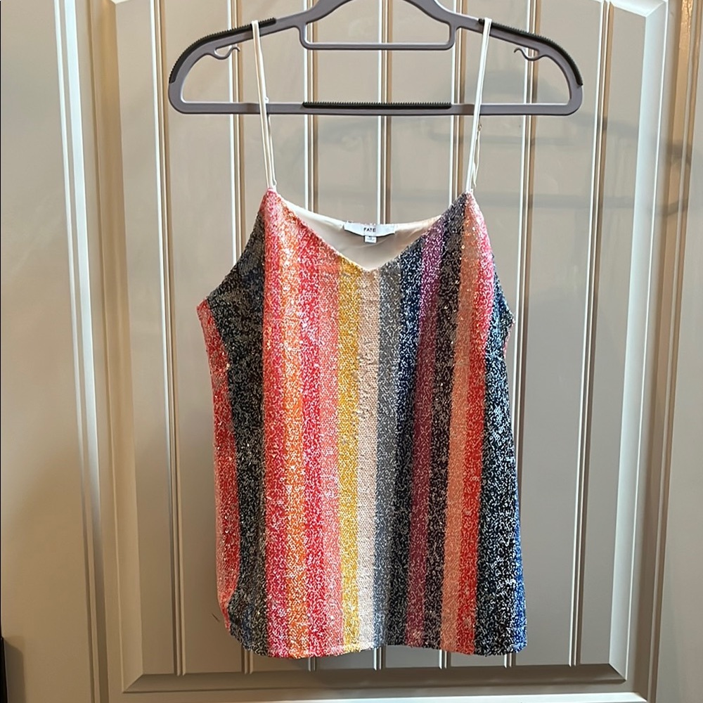 Multicolor Striped Sequined Women's Top